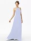 cheap Bridesmaid Dresses-Sheath / Column Spaghetti Strap / Y Neck Floor Length Chiffon / Corded Lace Bridesmaid Dress with Lace / Pleats by LAN TING BRIDE®