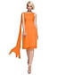 זול שמלות שושבינה-גזרת A שמלה לשושבינה  עם תכשיטים ללא שרוולים באורך  הברך שיפון עם תד נשפך 2022