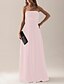 cheap The Wedding Store-Sheath / Column Strapless Floor Length Chiffon Bridesmaid Dress with Pleats / Draping / Flower