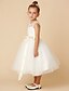 cheap Flower Girl Dresses-Princess Tea Length Flower Girl Dress First Communion Cute Prom Dress Lace with Sash / Ribbon Fit 3-16 Years