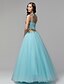 cheap Special Occasion Dresses-Ball Gown High Neck Floor Length Lace / Tulle Open Back Formal Evening Dress with Embroidery by TS Couture®