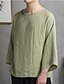 cheap Men&#039;s Tees &amp; Tank Tops-Men&#039;s Daily Plus Size T-shirt Solid Colored Long Sleeve Tops Cotton Linen Chinoiserie Round Neck White Khaki Green