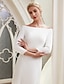 זול שמלות כלה-רשמי שמלות חתונה גזרת A בטו צוואר שרוול 4\3 שובל כנסייה (צ&#039;אפל) סאטן שמלות כלה עם 2024