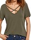 cheap Women&#039;s T-shirts-Women&#039;s Daily T-shirt - Solid Colored V Neck Army Green