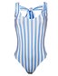 ieftine Bikini &amp; Costume Baie-Pentru femei Costume de Baie O bucată Costum de baie Fără Spate Dungi Albastru piscină Bustieră Fașă Elastică Gâtul halter Costume de baie De Bază
