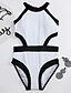 cheap Women&#039;s Swimwear &amp; Bikinis-Women&#039;s Swimwear Monokini Swimsuit Patchwork Black White Halter Neck Bathing Suits Color Block Cutouts