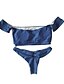 cheap Bikinis-Women&#039;s Swimwear Bikini Swimsuit Check Blue Strapless Bathing Suits