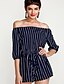 cheap Women&#039;s Rompers-Women&#039;s Romper Striped Boat Neck Active Daily Holiday Wide Leg 3/4 Length Sleeve Blue White S M L Fall