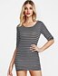 cheap Print Dresses-Women&#039;s Daily Basic Mini Sheath Dress - Striped White, Print Fall Cotton White Black L XL XXL