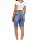 cheap Women&#039;s Pants-Women&#039;s Active Plus Size Cotton Jeans / Shorts Pants - Solid Colored Blue &amp; White, Tassel Light Blue L