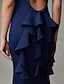 Χαμηλού Κόστους Βραδινά Φορέματα-Τρομπέτα / Γοργόνα Κομψό Όμορφη Πλάτη Επίσημο Βραδινό Φόρεμα Βυθίζοντας το λαιμό Αμάνικο Ουρά Σιφόν με Χάντρες Με διαδοχικές σούρες 2020