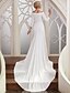 cheap Wedding Dresses-Formal Wedding Dresses Chapel Train A-Line 3/4 Length Sleeve Bateau Neck Satin With 2023 Bridal Gowns