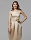 Χαμηλού Κόστους Φορέματα ειδικών περιστάσεων-Γραμμή Α Λουλουδάτο Φόρεμα Κοκτέιλ Πάρτι Χοροεσπερίδα Μέχρι το γόνατο Αμάνικο Με Κόσμημα Σατέν με Που καλύπτει Λουλούδι 2024
