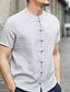 お買い得  メンズカジュアルシャツ-男性用 シャツ ソリッド スタンド ホワイト ブラック ライトグレー ルビーレッド ネイビーブルー 半袖 プラスサイズ 日常 スリム トップの アジアン・エスニック
