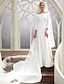 cheap Wedding Dresses-Formal Wedding Dresses Chapel Train A-Line 3/4 Length Sleeve Bateau Neck Satin With 2023 Bridal Gowns
