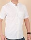 お買い得  メンズシャツ-男性用 シャツ ソリッド 半袖 日常 トップの アジアン・エスニック ホワイト ブラック カーキ色