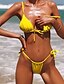billige Bikinier-Dame Basale Stropløs Sort Vin Orange Bandeau Cheeky Bikini Badetøj - Ensfarvet S M L Sort / Sexy