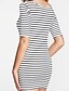 cheap Print Dresses-Women&#039;s Daily Basic Mini Sheath Dress - Striped White, Print Fall Cotton White Black L XL XXL