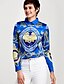 cheap Plus Size Tops-Women&#039;s Shirt Floral Shirt Collar Blue Work Print Clothing Apparel Sophisticated / Long Sleeve