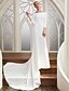 cheap Wedding Dresses-Formal Wedding Dresses Chapel Train A-Line 3/4 Length Sleeve Bateau Neck Satin With 2023 Bridal Gowns