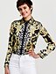 cheap Plus Size Tops-Women&#039;s Shirt Floral Shirt Collar Gold Daily Print Clothing Apparel Sophisticated / Long Sleeve