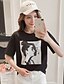 cheap Women&#039;s T-shirts-Women&#039;s Loose T-shirt - Solid Colored / Portrait Print / Summer