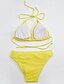 baratos Fatos de Banho de mulher-Mulheres Roupa de Banho Biquíni Tankini roupa de banho Renda Cor Sólida Branco Preto Azul Amarelo Vermelho Triângulo Nadador Fatos de banho Rendas