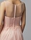 cheap Cocktail Dresses-A-Line Cute Homecoming Cocktail Party Dress Illusion Neck Sleeveless Knee Length Tulle with Appliques 2021