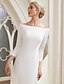 cheap Wedding Dresses-Formal Wedding Dresses Chapel Train A-Line 3/4 Length Sleeve Bateau Neck Satin With 2023 Bridal Gowns