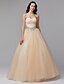 billiga Aftonklänningar-Ball Gown Luxurious Dress Quinceanera Floor Length Sleeveless Sweetheart Neckline Tulle with Crystals Beading 2022 / Formal Evening