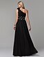 cheap Special Occasion Dresses-A-Line Elegant Dress Prom Formal Evening Floor Length Sleeveless One Shoulder Chiffon with Beading Side Draping Flower 2024