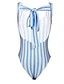 ieftine Bikini &amp; Costume Baie-Pentru femei Costume de Baie O bucată Costum de baie Fără Spate Dungi Albastru piscină Bustieră Fașă Elastică Gâtul halter Costume de baie De Bază