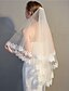 cheap Wedding Veils-Two-tier Mesh / Headpieces / Accent / Decorative Wedding Veil Fingertip Veils with Fringe / Splicing 31.5 in (80cm) POLY / Lace / Tulle / Angel cut / Waterfall