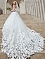 Χαμηλού Κόστους Νυφικά Φορέματα-Αρραβώνας Ανοικτή Πλάτη Επίσημο Φορεματα για γαμο Βραδινή τουαλέτα Τετράγωνη Λαιμόκοψη Στράπλες Μακριά ουρά Δαντέλα Νυφικά φορέματα Με Κρυστάλλινη λεπτομέρεια Λουλούδι 2024