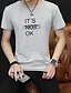 billige Casual T-shirts til mænd-Herre T-shirt Bogstaver Ensfarvet Rund hals Hvid Sort Grå Kortærmet Daglig Toppe Bomuld Basale