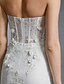 baratos Vestidos de Casamento-Sereia Vestidos de noiva Decote Princesa Cauda Escova Renda Tule Sem Alças Sem costas com Renda Apliques 2021
