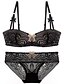 cheap Bra &amp; Panty sets-Women&#039;s Lace Backless Racerback Push-up Underwire Bra Demi-cup Bra &amp; Panty Set Jacquard Solid Colored Embroidered Plus Size Cotton Daily Wine White Black / Bow
