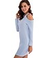 Χαμηλού Κόστους Μάλλινα φορέματα-Γυναικεία Πολύ στενό Παντελόνι Ψηλή Μέση Μπλε Απαλό / Μίνι / Στρογγυλή Ψηλή Λαιμόκοψη / Εξόδου / Sexy