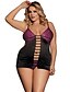 ieftine Pijamale și ținute de relaxare pentru femei-Pentru femei Dantelă / Plasă Mărime Plus Size Sexy Babydoll &amp; Slip Pijamale Bloc Culoare / Peteci Mov M XL XXXL