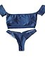 cheap Bikinis-Women&#039;s Swimwear Bikini Swimsuit Check Blue Strapless Bathing Suits