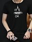 billige Casual T-shirts til mænd-Herre T-shirt Bogstaver Ensfarvet Rund hals Hvid Sort Grå Kortærmet Daglig Toppe Bomuld Basale