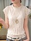 cheap Women&#039;s Blouses &amp; Shirts-Women&#039;s Daily Cotton Slim Shirt - Solid Colored Lace Stand White / Summer