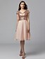 cheap Bridesmaid Dresses-A-Line Bridesmaid Dress V Neck Short Sleeve Sparkle &amp; Shine Knee Length Chiffon / Sequined with Sequin