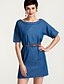 cheap Plus Size Dresses-Women&#039;s Plus Size Daily Weekend Street chic Denim Dress - Solid Colored Blue Spring Blue S M L XL