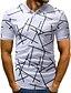 preiswerte T-Shirts &amp; Tank Tops für Herren-Herrn Geometrisch - Grundlegend Baumwolle T-shirt, Hemdkragen Schlank Druck Weiß / Kurzarm