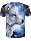 baratos Camisas &amp; Regatas para Homem-Homens Camiseta - Bandagem Básico / Moda de Rua Estampado, Estampa Colorida / Animal Decote Redondo Lobo Azul Claro / Manga Curta / Verão