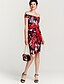 cheap Women&#039;s Dresses-Women&#039;s Bodycon Knee Length Dress Red Sleeveless Floral Print Spring Summer Off Shoulder Skinny Off Shoulder S M L XL