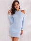 cheap Sweater Dresses-Women&#039;s Going out Mini Skinny Sheath Dress High Waist Crew Neck Light Blue M L XL / Sexy