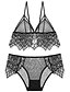 cheap Bra &amp; Panty sets-Women&#039;s Lace Backless Racerback Push-up Wireless 3/4 Cup Bra &amp; Panty Set Jacquard Solid Colored Embroidered Sexy Plus Size Daily Wine White Black / Mesh
