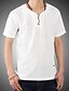 cheap Men&#039;s Shirts-Men&#039;s Daily Shirt Solid Colored Short Sleeve Tops Chinoiserie V Neck White Khaki Navy Blue